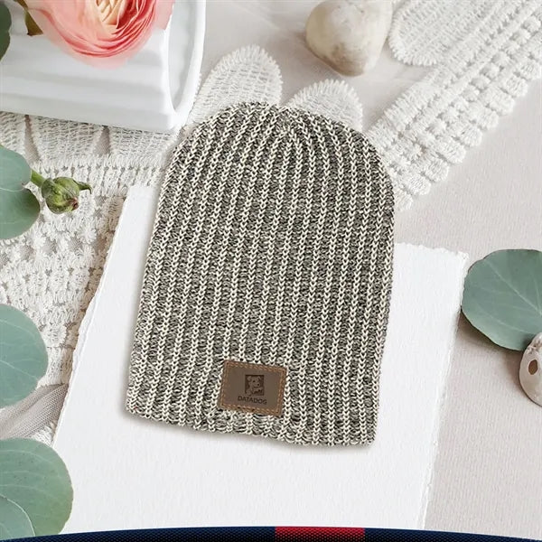 Cuddlowe Leather Patch Knit Beanie