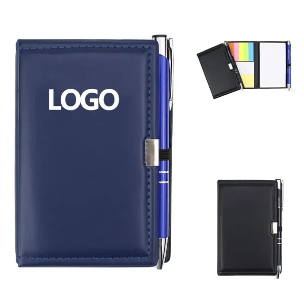 PU Leather Sticky Note Notebook with Pen