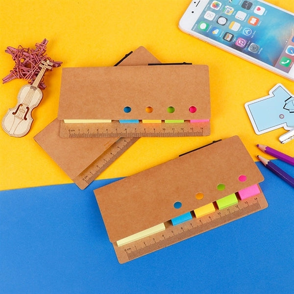 Sticky Notes Desk Set with Ball Pen And Ruler