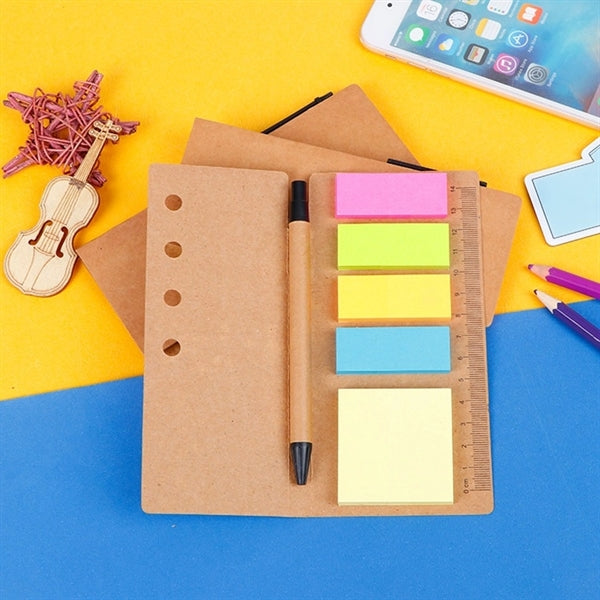 Sticky Notes Desk Set with Ball Pen And Ruler