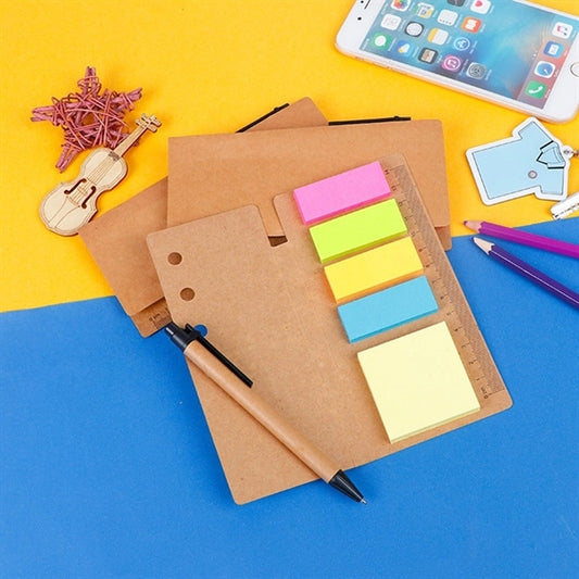 Sticky Notes Desk Set with Ball Pen And Ruler