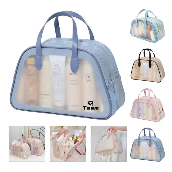 Dry Wet Toiletry Bag Clear Travel Makeup Pouch with Handle