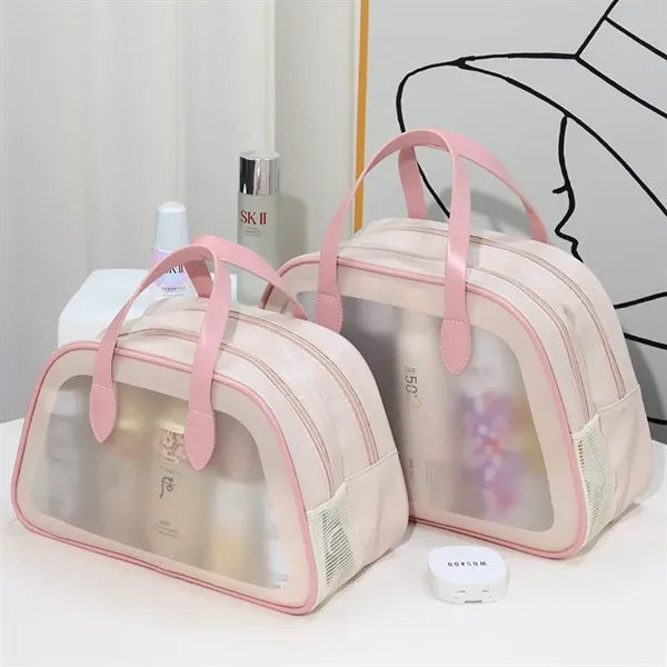 Dry Wet Toiletry Bag Clear Travel Makeup Pouch with Handle