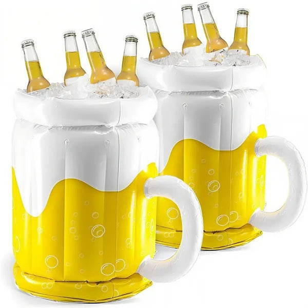 17 in Inflatable Beer Mug Floating Cooler for Pool Party