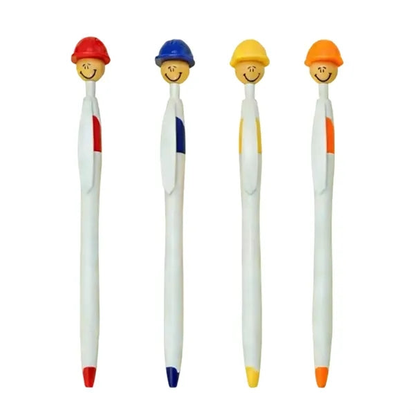 Smiley Face Safety Helmet Click Ballpoint Pens