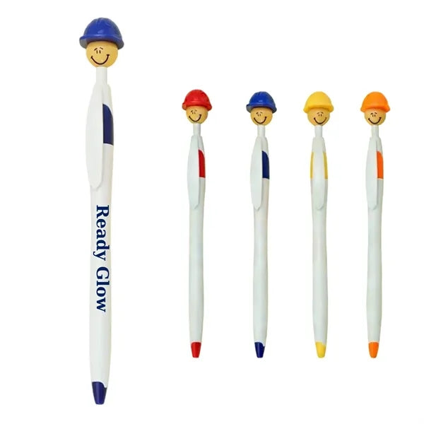 Smiley Face Safety Helmet Click Ballpoint Pens
