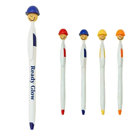 Smiley Face Safety Helmet Click Ballpoint Pens