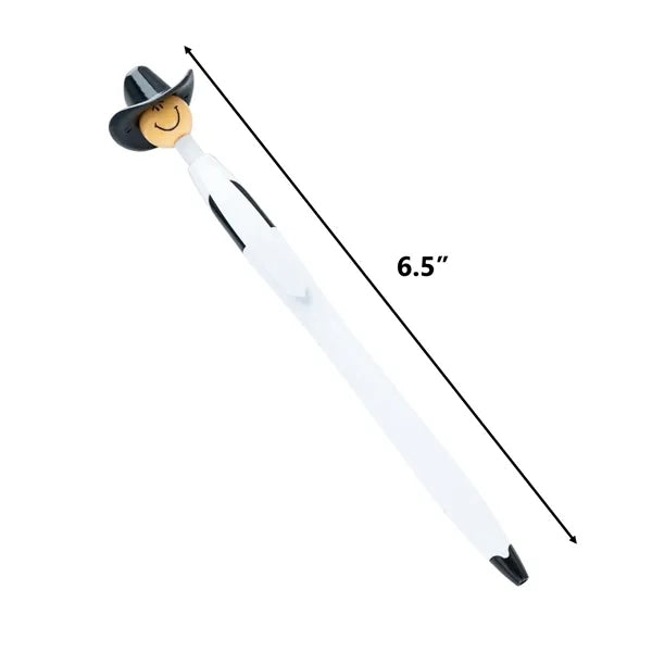 Click Ballpoint Pens with Cowboy Hat Smiley Face
