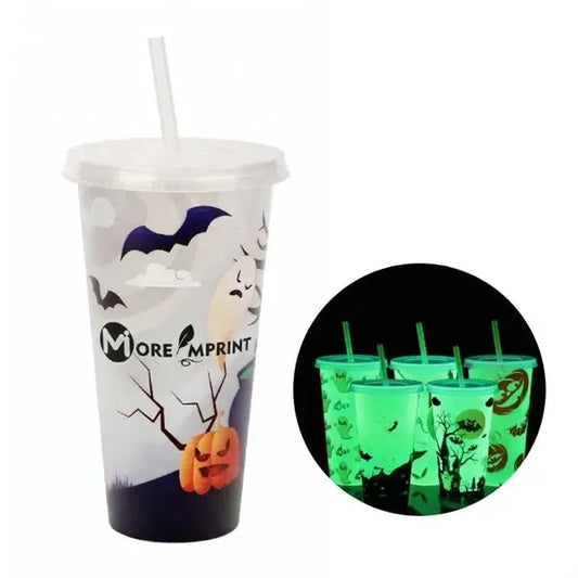 24oz Plastic Lid Straw Cup Glowing Stadium Glow Tumbler
