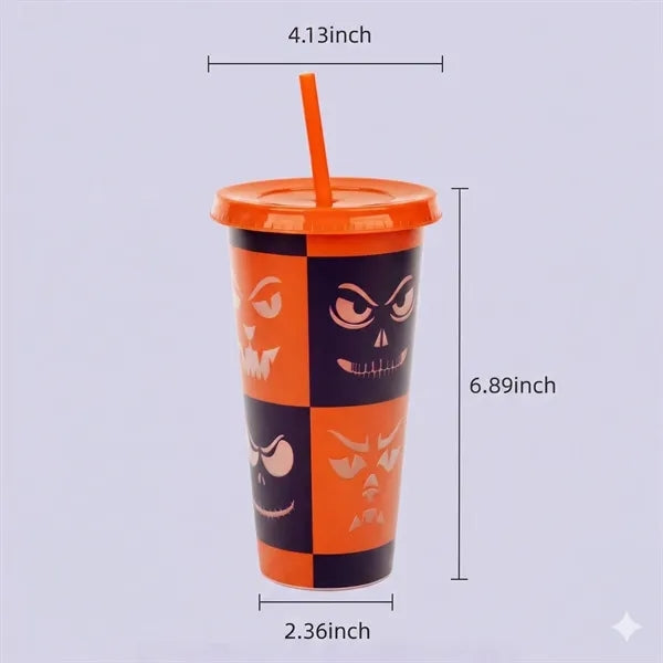 24oz Plastic Lid Straw Cup Glowing Stadium Glow Tumbler