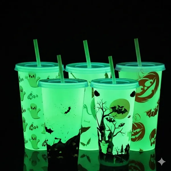 24oz Plastic Lid Straw Cup Glowing Stadium Glow Tumbler