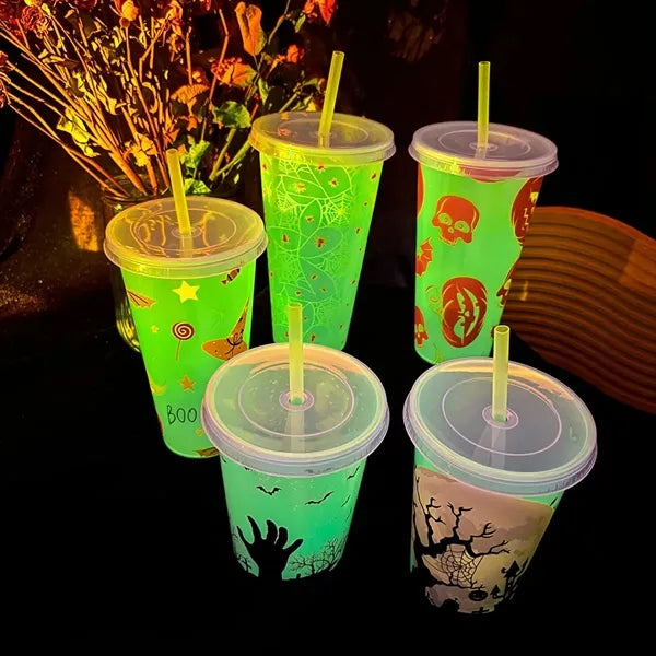 24oz Plastic Lid Straw Cup Glowing Stadium Glow Tumbler