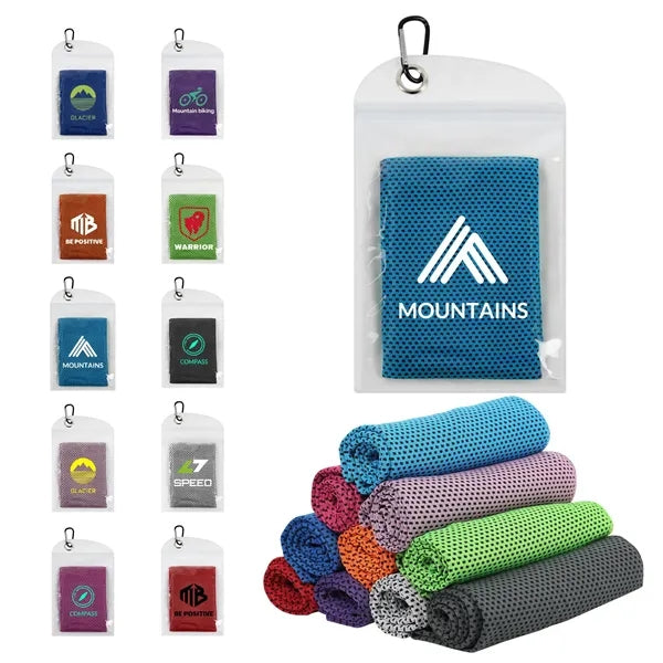 Cooling Sports Towel with Mesh Pouch & Clip