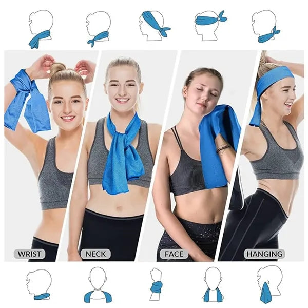 Cooling Sports Towel with Mesh Pouch & Clip