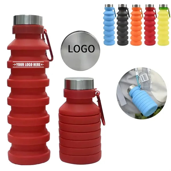 18 Oz. BPA Free Foldable Portable Silicone Water Bottles