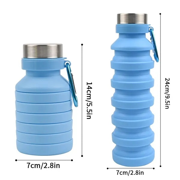 18 Oz. BPA Free Foldable Portable Silicone Water Bottles