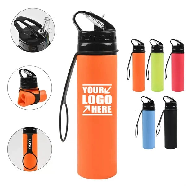 20 Oz. Foldable Silicone Water Bottle