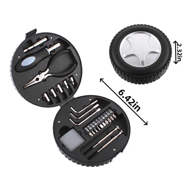 Tire-Designed Emergency Tool Set (24-Piece)