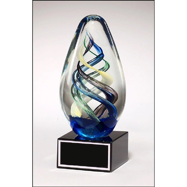 Eggshaped art glass award 2.75 x 7 1/8