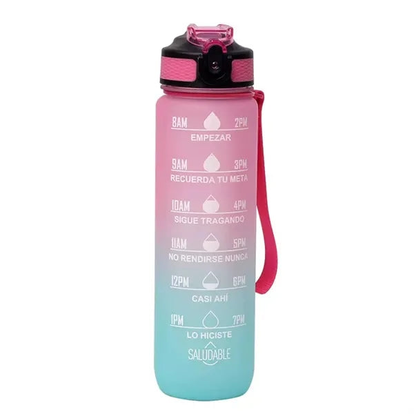 32 Oz. Water Bottles with Times to Drink and Straw