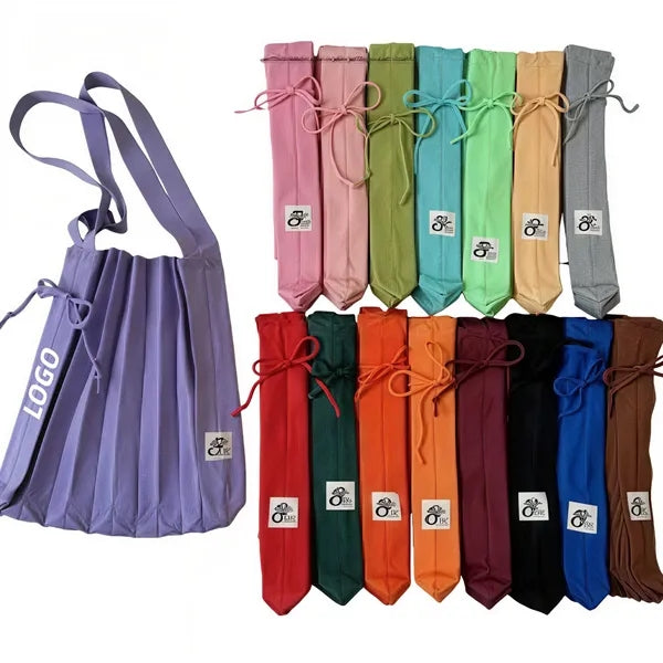 Color-Blocked Crinkle-Knit Foldable Tote