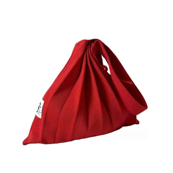 Color-Blocked Crinkle-Knit Foldable Tote