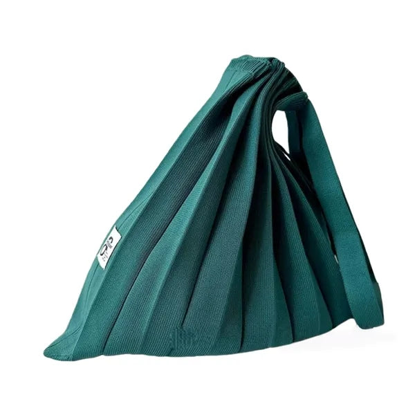 Color-Blocked Crinkle-Knit Foldable Tote