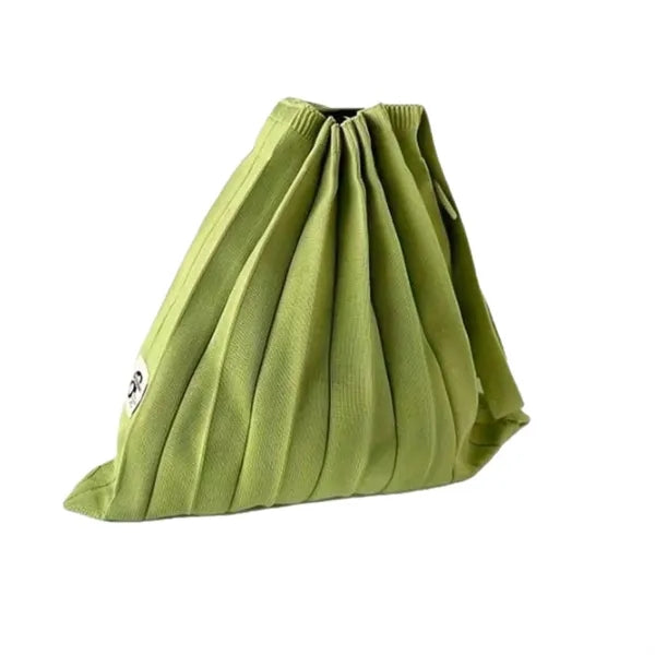 Color-Blocked Crinkle-Knit Foldable Tote