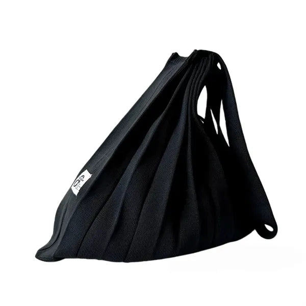 Color-Blocked Crinkle-Knit Foldable Tote