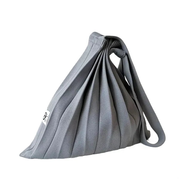 Color-Blocked Crinkle-Knit Foldable Tote