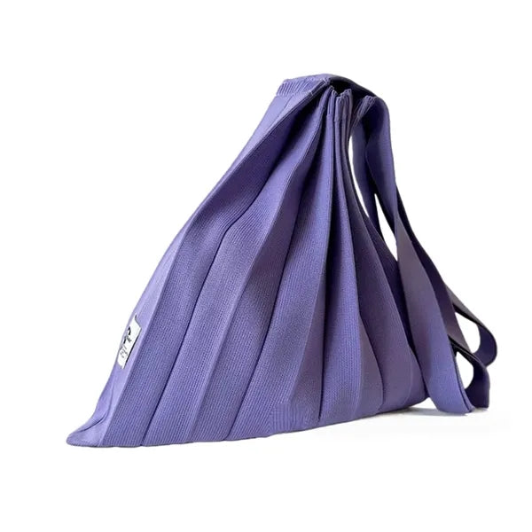 Color-Blocked Crinkle-Knit Foldable Tote