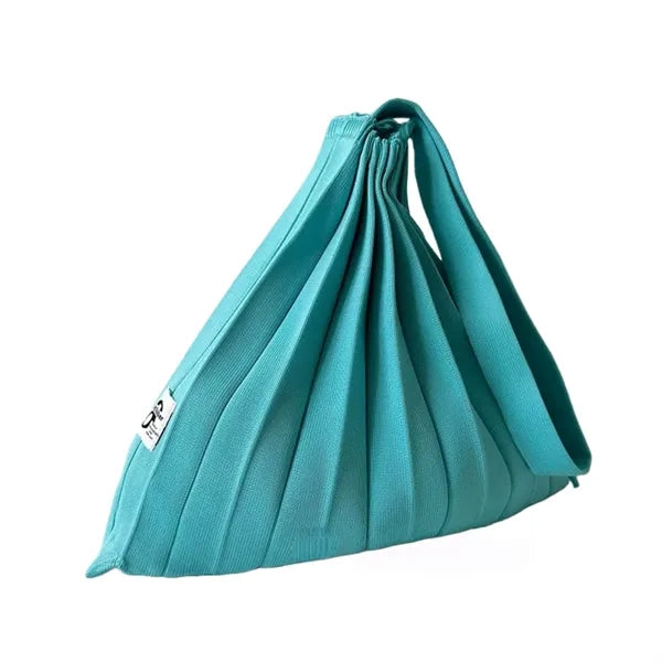 Color-Blocked Crinkle-Knit Foldable Tote