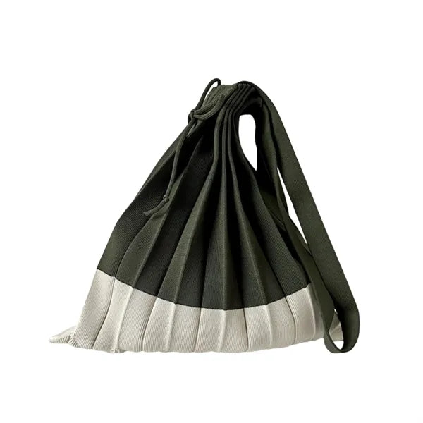 Color-Blocked Crinkle-Knit Foldable Tote