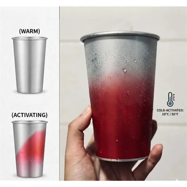 16oz Eco Friendly Cold Activated Color Changing Aluminum Cup