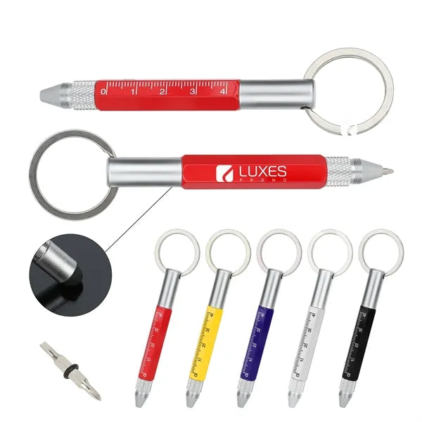 Mini Tool Pen Keychain-Ruler, Stylus & Screwdrivers