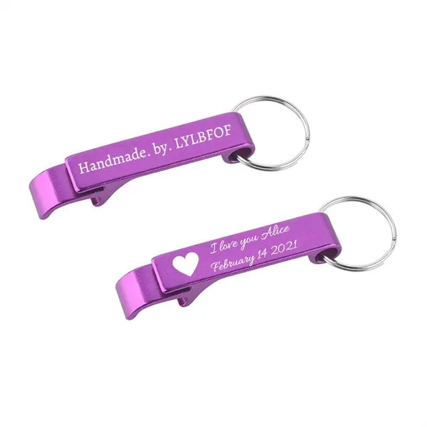 Metal Bottle Opener Keychain, Engraved Any Design