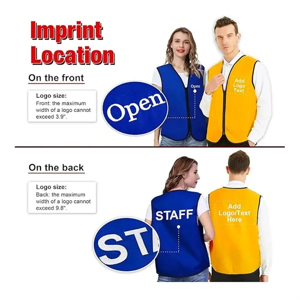 Unisex Zipper Safety Vest for Events Volunteers