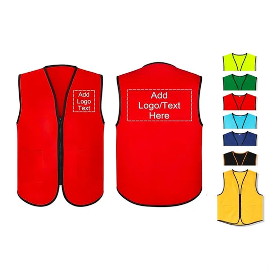 Unisex Zipper Safety Vest for Events Volunteers