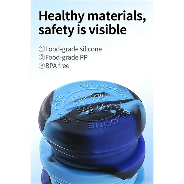 17Oz Collapsible Silicone Water Cup with Carabiner