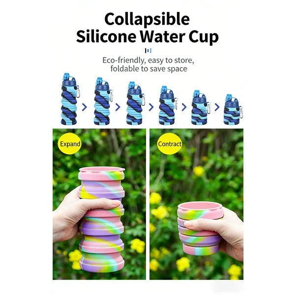 17Oz Collapsible Silicone Water Cup with Carabiner