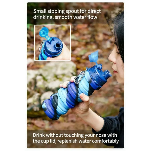 17Oz Collapsible Silicone Water Cup with Carabiner