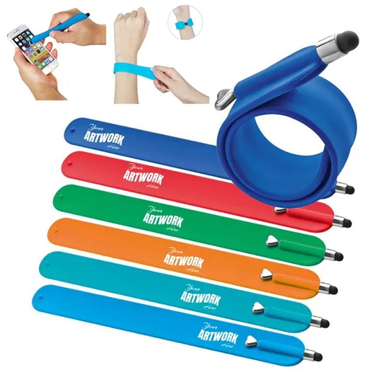 3-in-1 Flexible Silicone Slap Bracelet Stylus Pen
