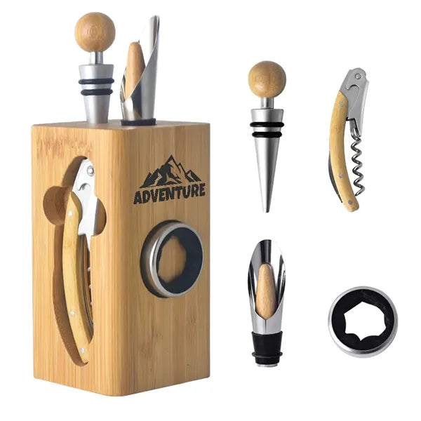 Wooden base for wine opener (5-piece set)