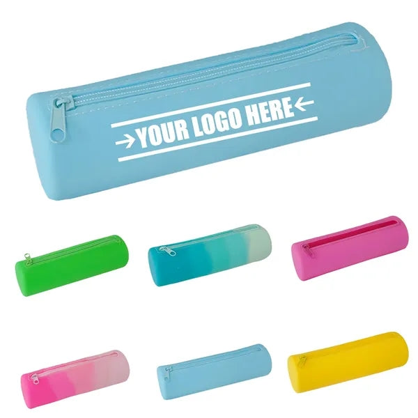 Simple Colorful Round Silicone Pencil Case