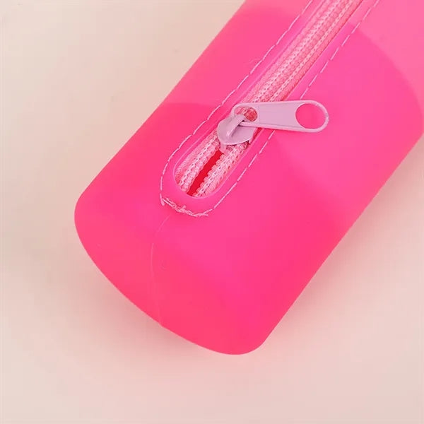 Simple Colorful Round Silicone Pencil Case