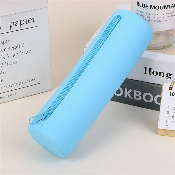 Simple Colorful Round Silicone Pencil Case