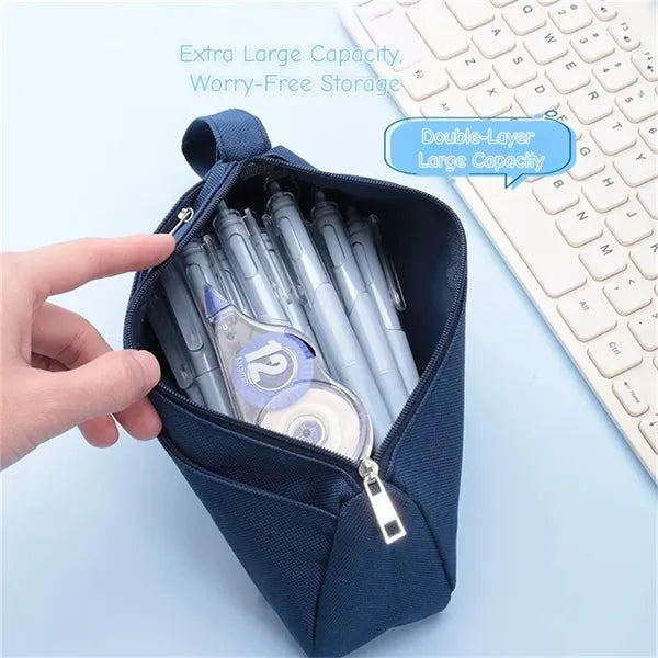 Large Capacity Double Layer Pencil Case with Handle