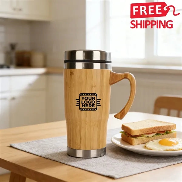 Eco Bamboo Insulated Travel Mug With Leakproof Lid