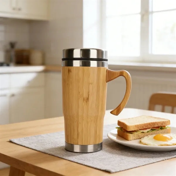 Eco Bamboo Insulated Travel Mug With Leakproof Lid