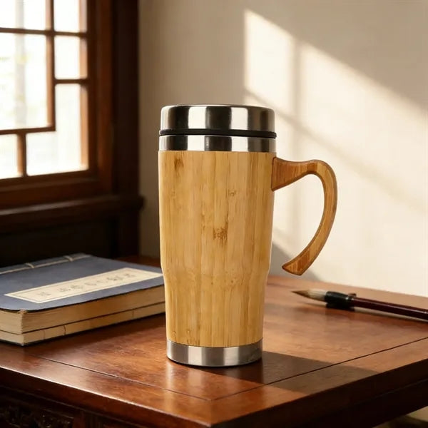 Eco Bamboo Insulated Travel Mug With Leakproof Lid